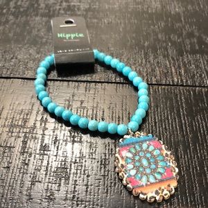 NWT Hippie By JolliMolli Faux Turquoise Charm Bracelet!